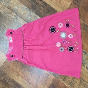 Beebay Pink Corduroy Floral Embroidered Jumper Dress, Size 3